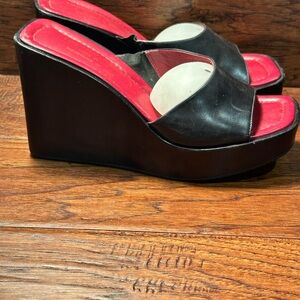 Donald J. Pliner Black Wedge Sandals